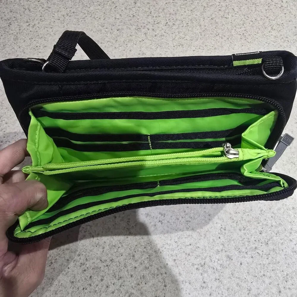 REI CO-OP black zippered pouch wallet with multiple cardholder and coin pouch